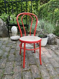 SEDIA IN FERRO ROSSA STILE THONET