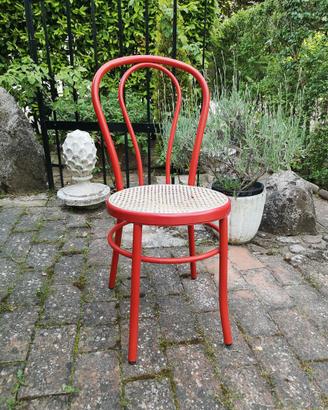 SEDIA IN FERRO ROSSA STILE THONET