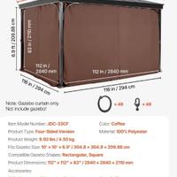 Tenda Gazebo Vevor 284x284cm Telo Privacy laterale