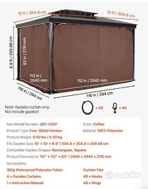 Tenda Gazebo Vevor 284x284cm Telo Privacy laterale