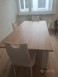 Tavolo grande + 4 sedie bianche