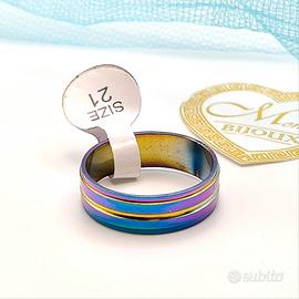 Anello acciaio uomo fascia fascetta Multicolor 