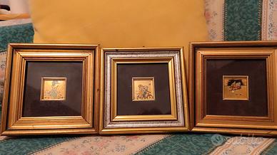 3 quadri piccoli 16x16 dorati