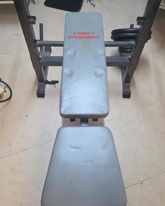 Panca piana inclinabile +  bilanciere + 68kg pesi