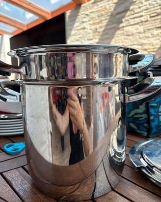 Pentola con scolapasta acciaio inox 18/10