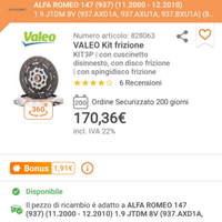 Kit frizione VALEO Alfa Romeo 147 156