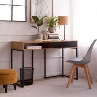 Scrivania in rovere selvaggio e metallo nero