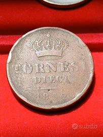 10 tornesi 1852 regno delle due Sicilie 