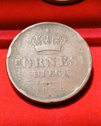 10 tornesi 1852 regno delle due Sicilie 