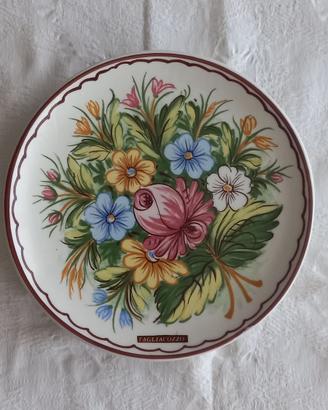 Piatto floreale souvenir ceramica Castelli vintage