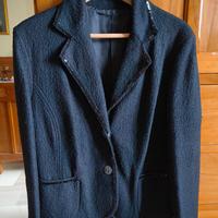 Calda giacca donna nera in lana e viscosa, tg. 50