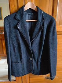 Calda giacca donna nera in lana e viscosa, tg. 50