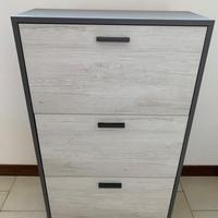Scarpiera 3 ante bianco, cemento cm. 67 x 28 x 112