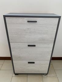 Scarpiera 3 ante bianco, cemento cm. 67 x 28 x 112