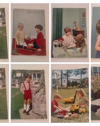 STOCK DI 8 CARTOLINE BUON COMPLEANNO VINTAGE 