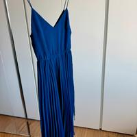Vestito midi a pieghe blu navy ASOS