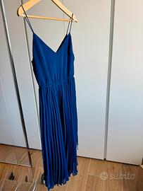 Vestito midi a pieghe blu navy ASOS