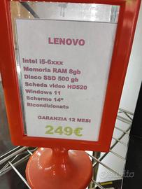 notebook portatile Lenovo garanzia 1 anno