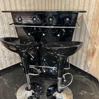 Mobile bar+2 sgabelli-nero lucido(stile moderno)