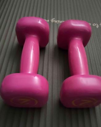 2 Manubri da 2kg Reebok gommati rosa (tot.4kg)