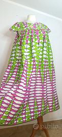 Abito lungo estivo sartoriale verde fucsia 