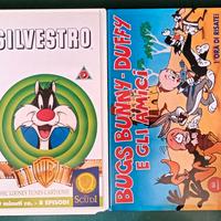 4 VHS con film di animazione Disney, WB e altro