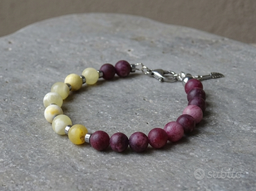 Bracciale bicolore uomo / unisex con pietre dure