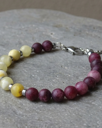 Bracciale bicolore uomo / unisex con pietre dure