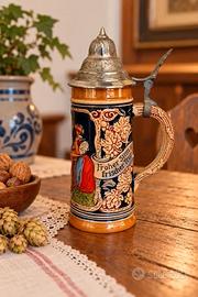 Boccale da birra vintage tedesco in ceramica