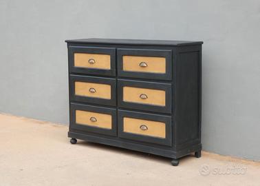 Cassettiera mobile 6 cassetti laccata Shabby Chic