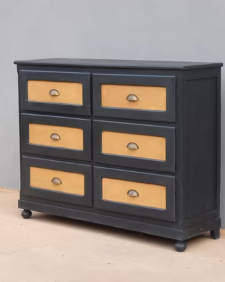 Cassettiera mobile 6 cassetti laccata Shabby Chic
