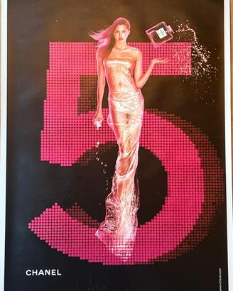 Poster vintage GOUDE JEAN CHANEL 5 ROSA