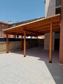 Tettoia in legno coibentata a L - Come nuova