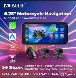 CARPLAY GPS Navigatore DVR doppia camera Ip66