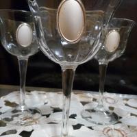 Set bicchieri anni 50 in cristallo e argento