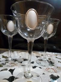 Set bicchieri anni 50 in cristallo e argento