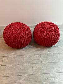 Puff rotondo lavorato a maglia