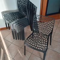 Set di n. 7 sedie nere da interno o esterno