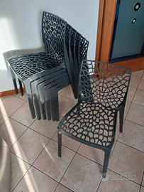 Set di n. 7 sedie nere da interno o esterno