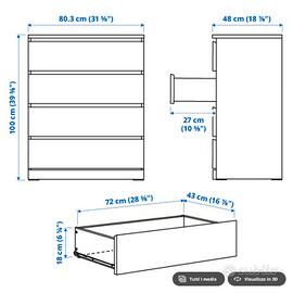 MALM Cassettiera con 4 cassetti