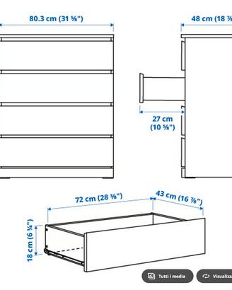 MALM Cassettiera con 4 cassetti