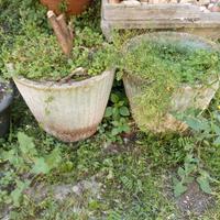 2 vasi rotondi in cemento graniglia