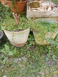 2 vasi rotondi in cemento graniglia