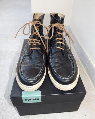 HYUSTO stivaletti pelle nera  / artigianato