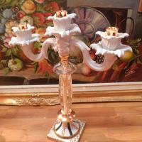 Candeliere porcellana e cristallo 3 fiamme