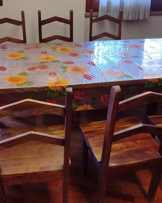 Tavolo 100x200 cm + 8 sedie in noce massello