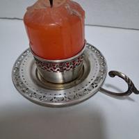 1 Bugia in argento 800 bassa con candela anni '90