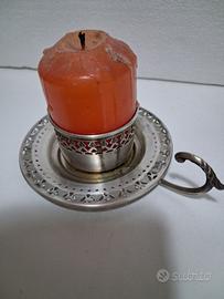 1 Bugia in argento 800 bassa con candela anni '90