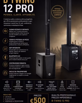 B-TWIG 12 PRO – SISTEMA AUDIO PROFESSIONALE