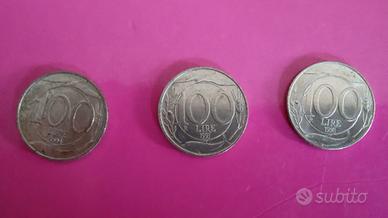 3 monete 100 lire turrita 